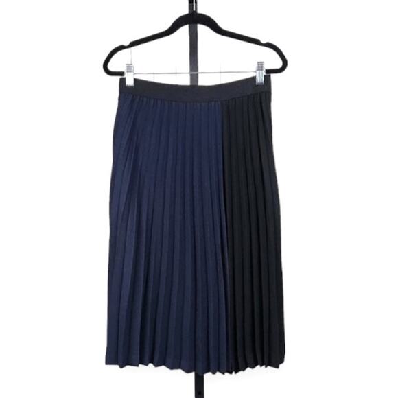 Leith Pleated A-Line Midi Skirt Colorblock Blue Black Women's Size Small - Picture 1 of 8